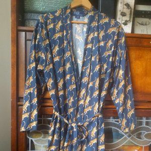 Rare and Beautiful Blue Animal Print Polo Ralph Lauren Robe OS